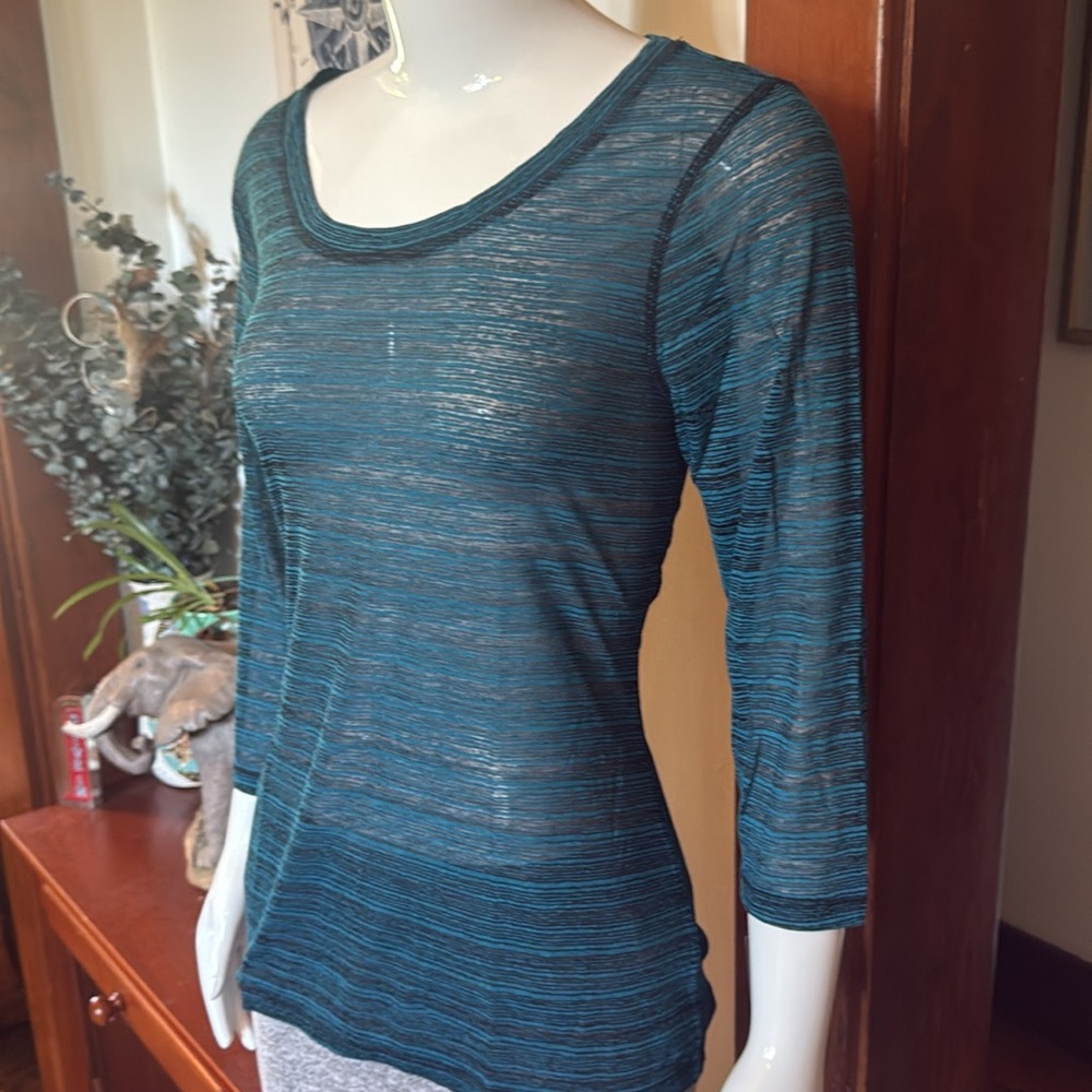 NWT size small Style & Co. Teal Long Sleeve Tee sheer light summery